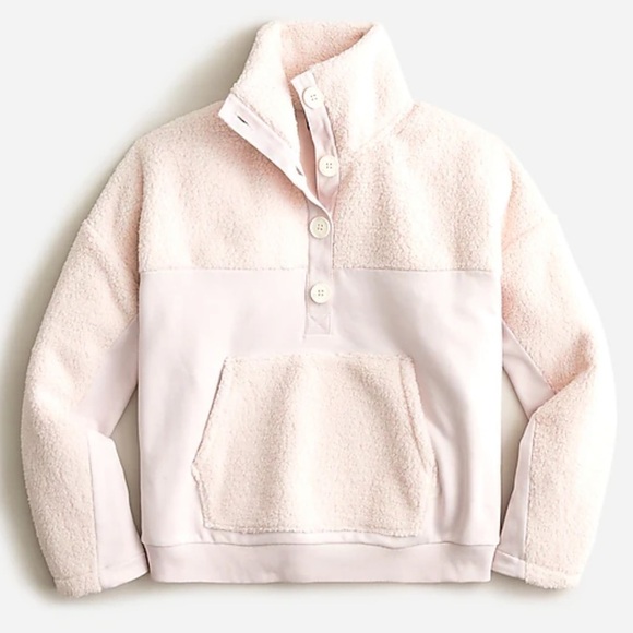 J crew teddy Sherpa button front sweatshirt lilac mist - Picture 2 of 6